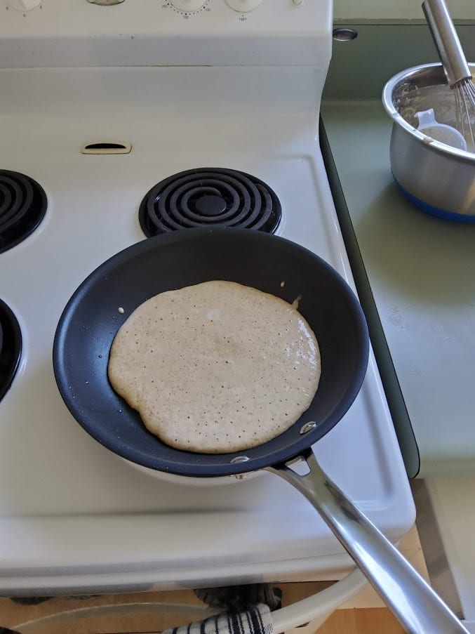 cooking the oat flour pancakes