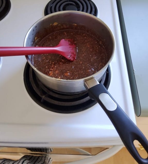 mixing chocolate fudge